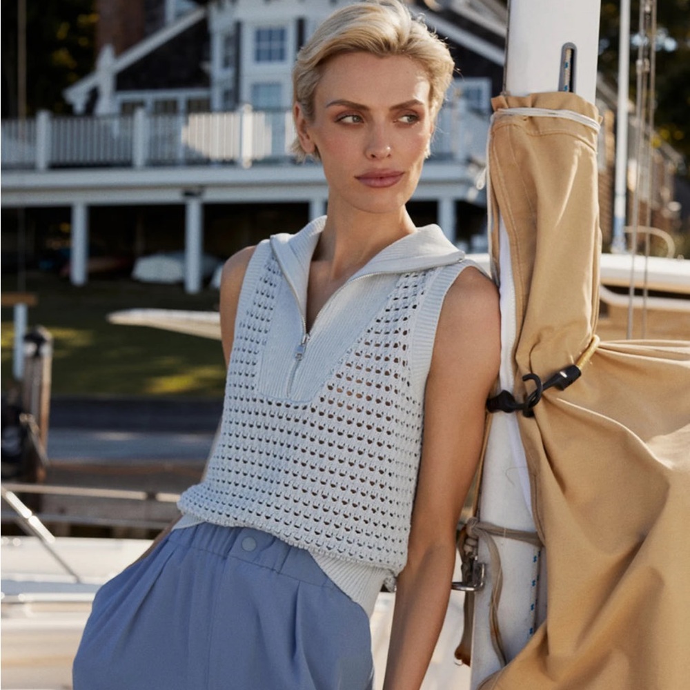 Varley Light Blue Sleeveless Knit Top